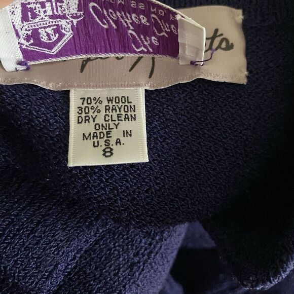 Vintage Jennifer Roberts Dress Womens Size 8 Blue Wool Blend Sweater Knit Bling - Picture 7 of 7